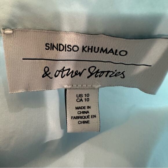 & Other Stories Sindiso Khumalo Mini Dress Women’s Size 10 Blue Floral Ruffle - Picture 11 of 13